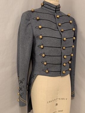 40s Vintage West Point Military Cadet Tail Coat Blue Grey Wool Dress Jacket Ch39